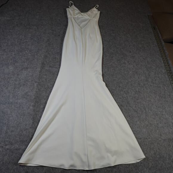 Katie May Dress Womens 0 Bambi Open Back Cut Out White Ivory Maxi Trumpet Bridal - Picture 4 of 9